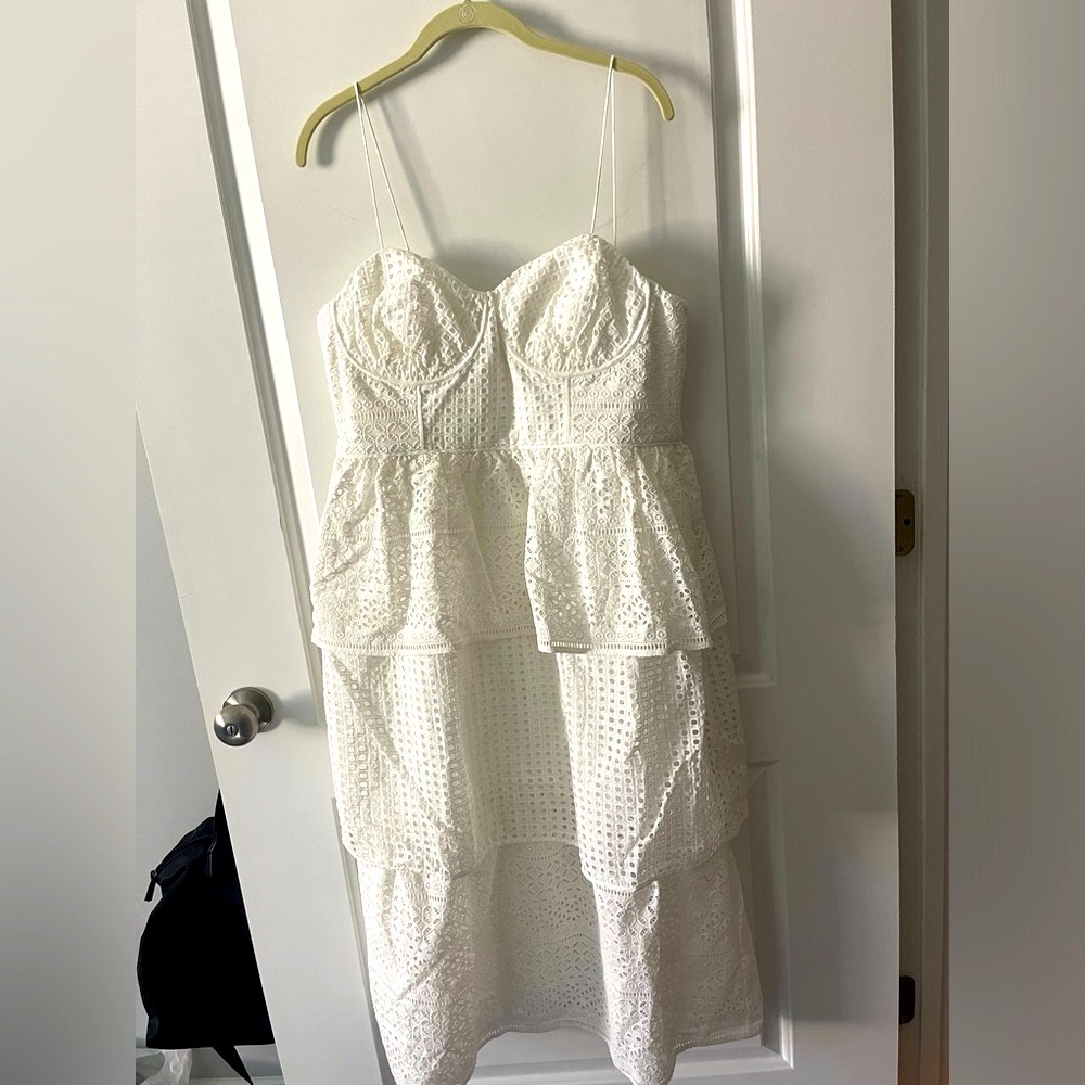 NWT | Tuckernuck | Self-Portrait | White Cotton Broderie Anglaise Midi Dress